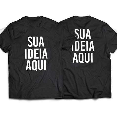 Camiseta preta personalizada com sua arte frente e verso.